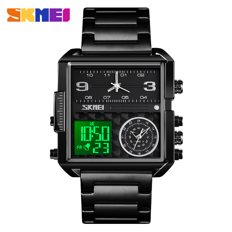 SKMEI 1584 Analog Digital 3 Time Sports Watch Men For-black
