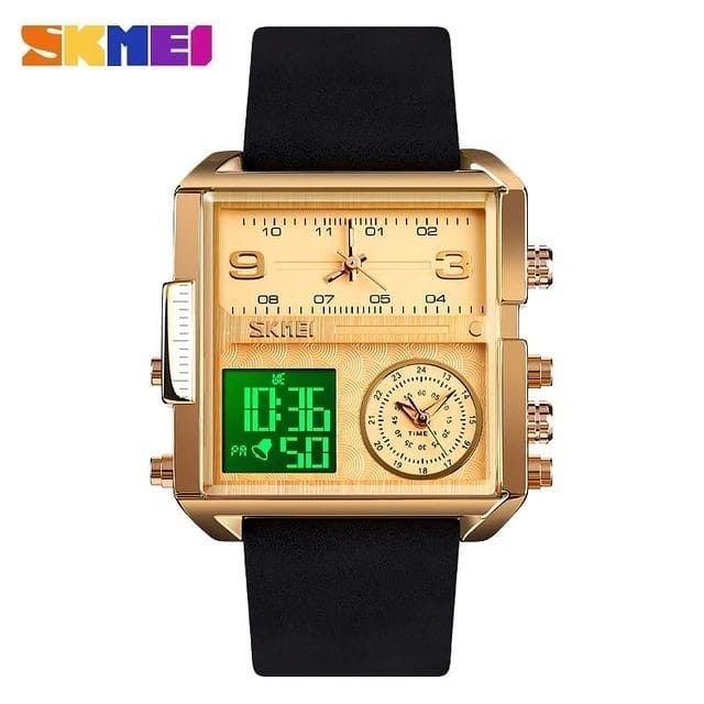 Skmei1584 fashion men watch sports leather quartz waterproof digital