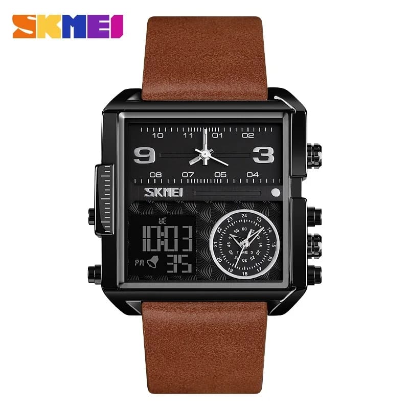 Skmei1584 fashion men watch sports leather quartz waterproof digital