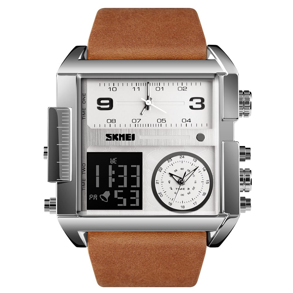 Skmei1584 fashion men watch sports leather quartz waterproof digital