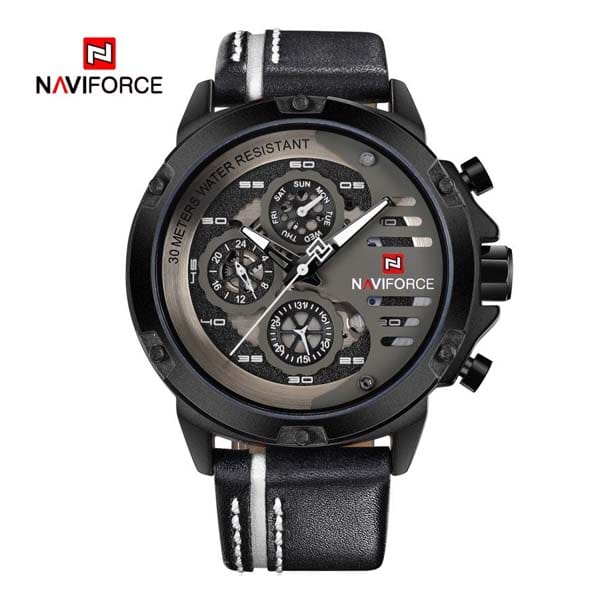 Naviforce 9110 – Black and White Chronograph Men’s Watch