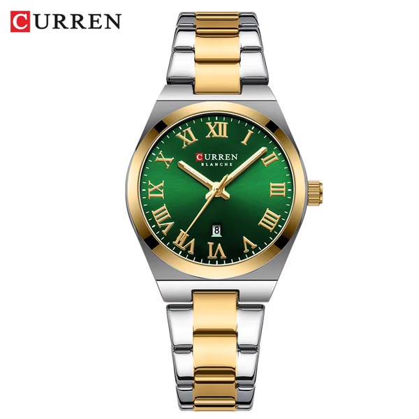 Curren 9095 Original Quartz Watch For Women (Silver Gold Green)