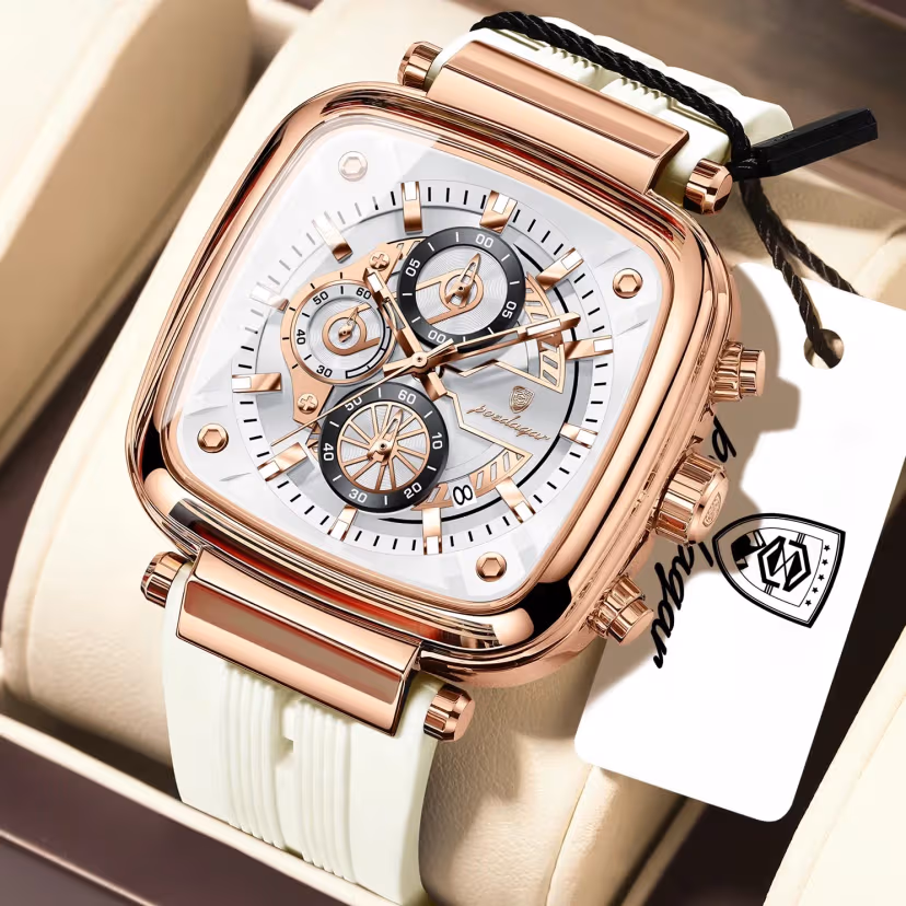 Poedagar 849 Men’s Watch – Premium Luxury Design for Modern Men Color : Rose Gold White