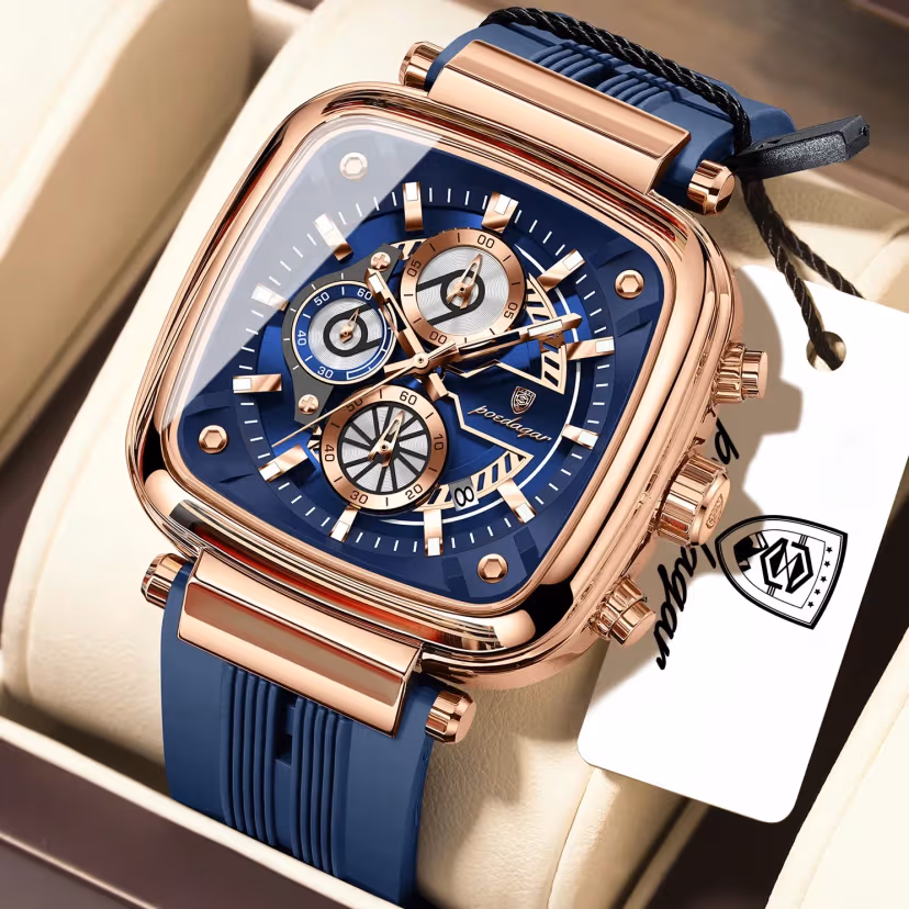 Poedagar 849 Men’s Watch – Premium Luxury Design for Modern Men Color : Rose Gold Blue