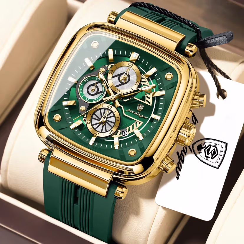 Poedagar 849 Men’s Watch – Premium Luxury Design for Modern Men Color : Gold Green