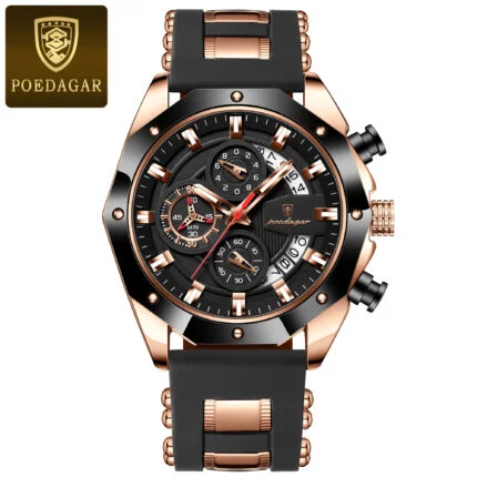 POEDAGAR 913 Luxury Men Rose Gold Black